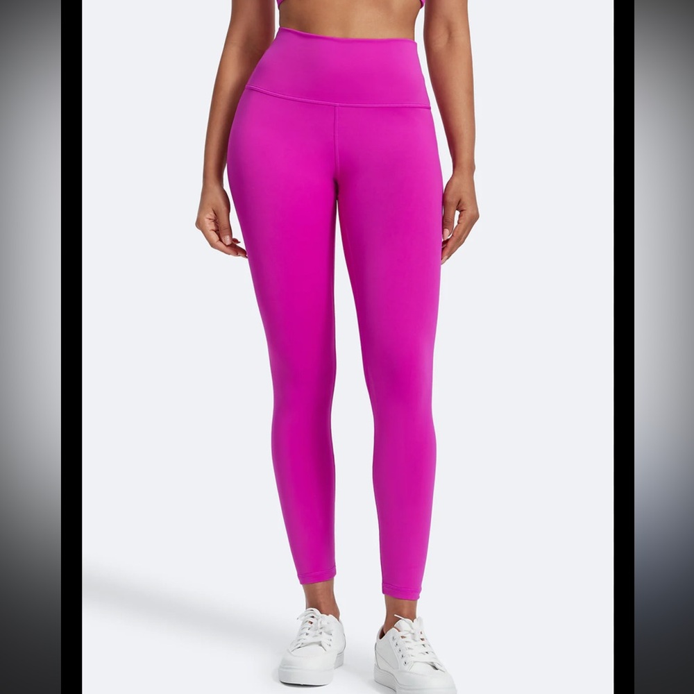 Yogalicious Compression Athletic Leggings Pants Hot Pink Ruching Ankles Small